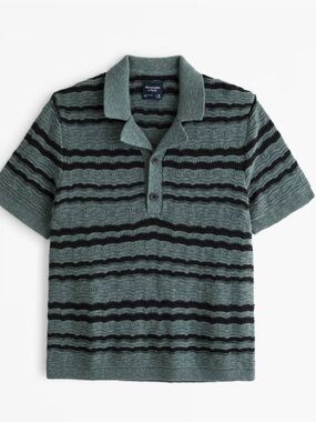 Abercrombie & Fitch Stripe Two Button Sweater Polo Sz XS Open Knit Trendy preppy